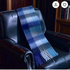 Cozy Dark Blue Mohair Scarf w/ Light Blue Accents – 82.7x15.7 in